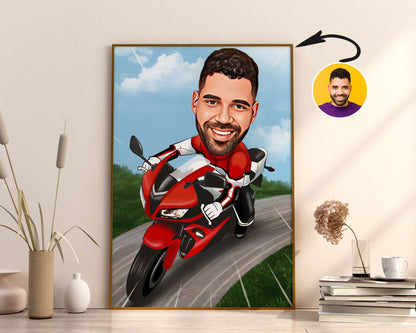 Personalised Motorcycle Caricature