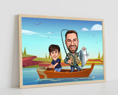 Personalised Fishing Caricature