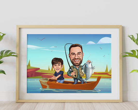 Personalised Fishing Caricature