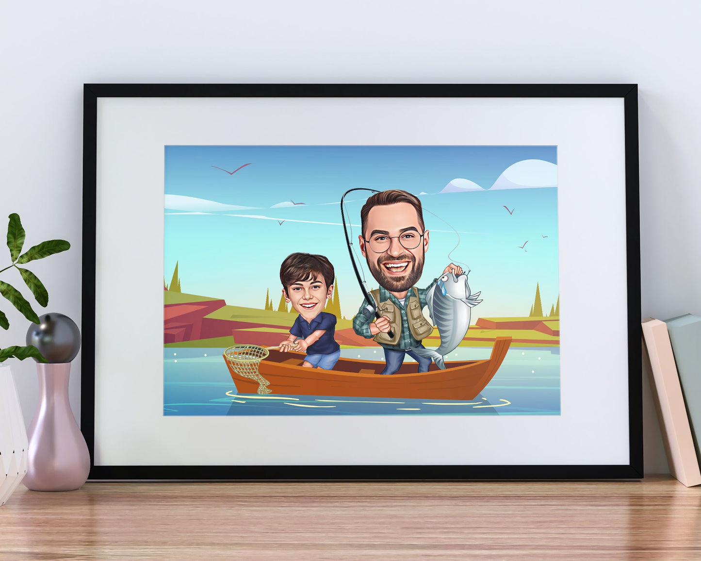 Personalised Fishing Caricature