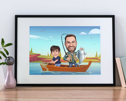 Personalised Fishing Caricature