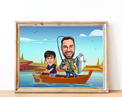 Personalised Fishing Caricature