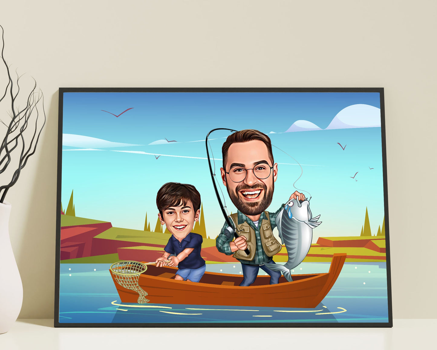 Personalised Fishing Caricature