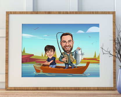 Personalised Fishing Caricature