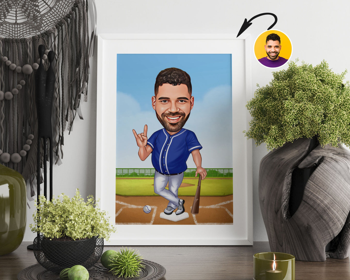 Personalised Baseball Caricature