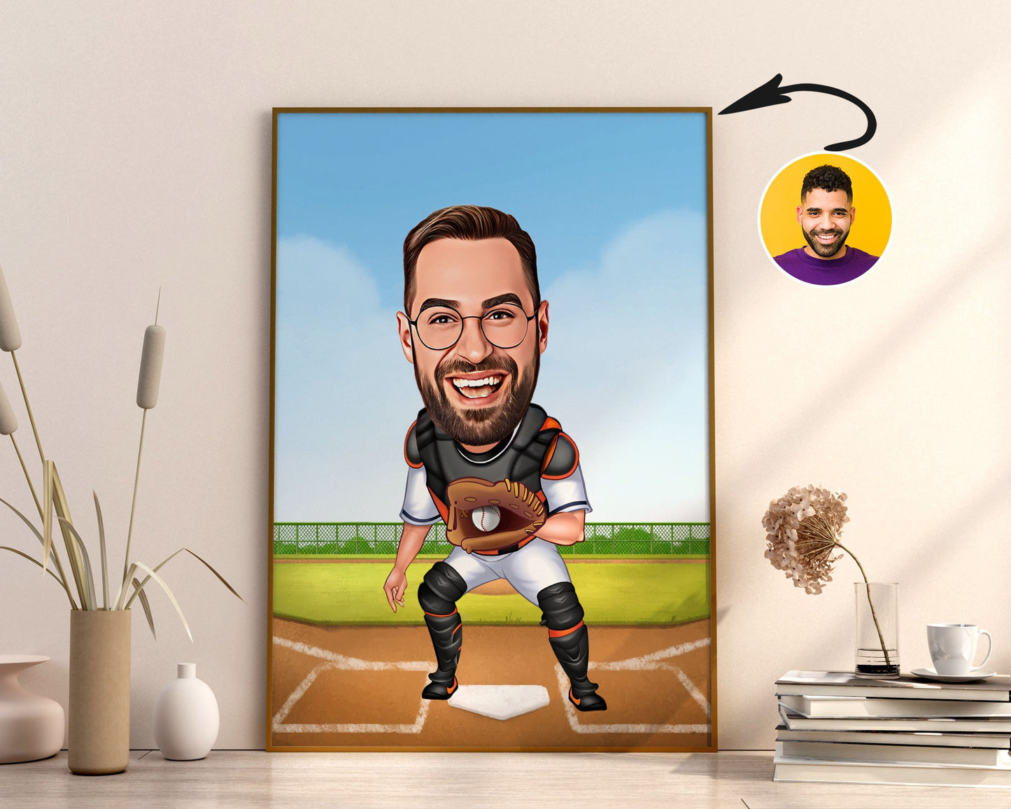 Personalised Baseball Caricature