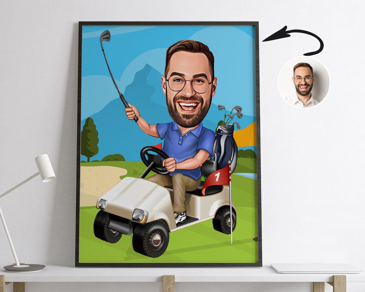 Personalised Golfing Caricature
