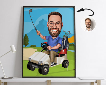 Personalised Golfing Caricature