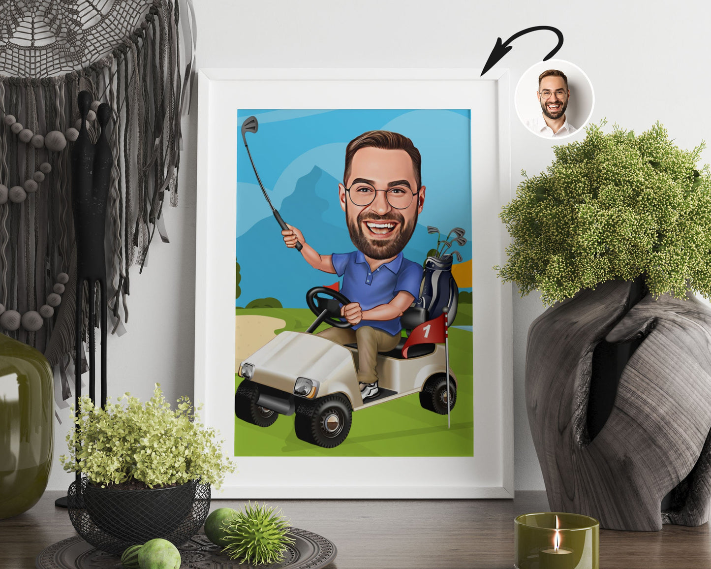Personalised Golfing Caricature