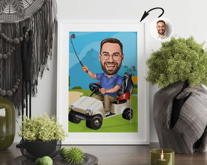 Personalised Golfing Caricature