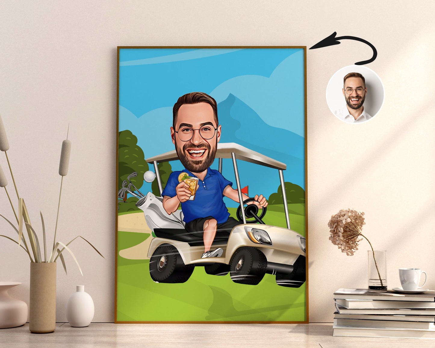 Personalised Golfing Caricature