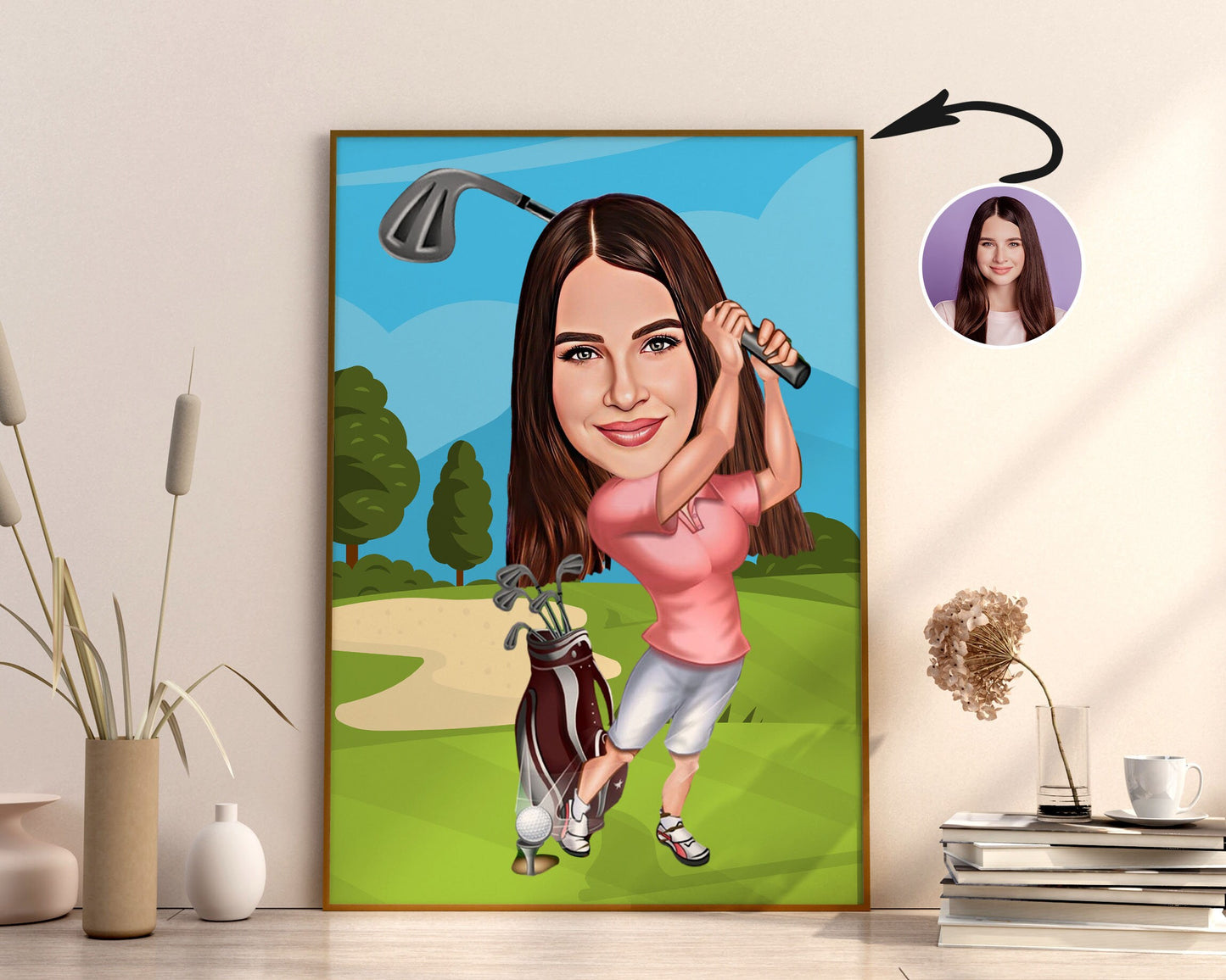 Personalised Golfing Caricature