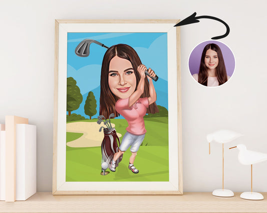 Personalised Golfing Caricature