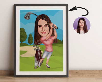 Personalised Golfing Caricature