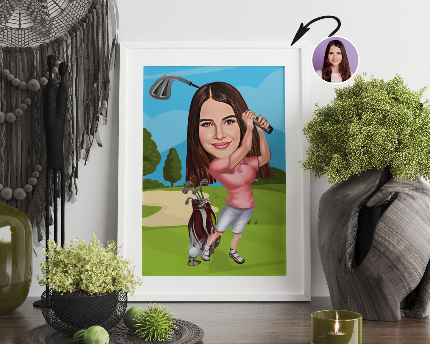 Personalised Golfing Caricature