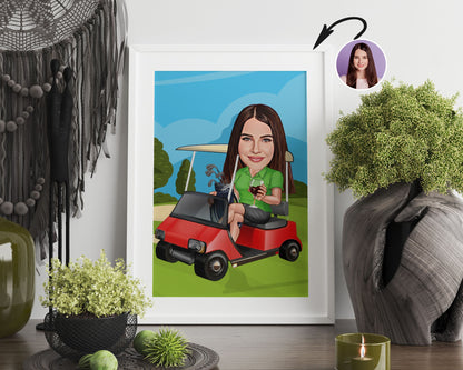 Personalised Golfing Caricature