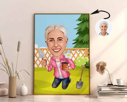 Personalised Gardening Caricature