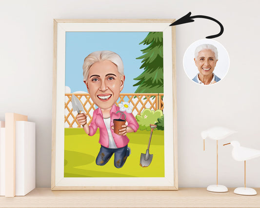 Personalised Gardening Caricature