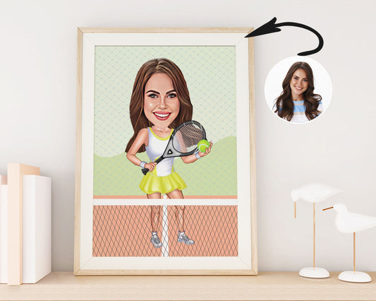 Personalised Tennis Caricature