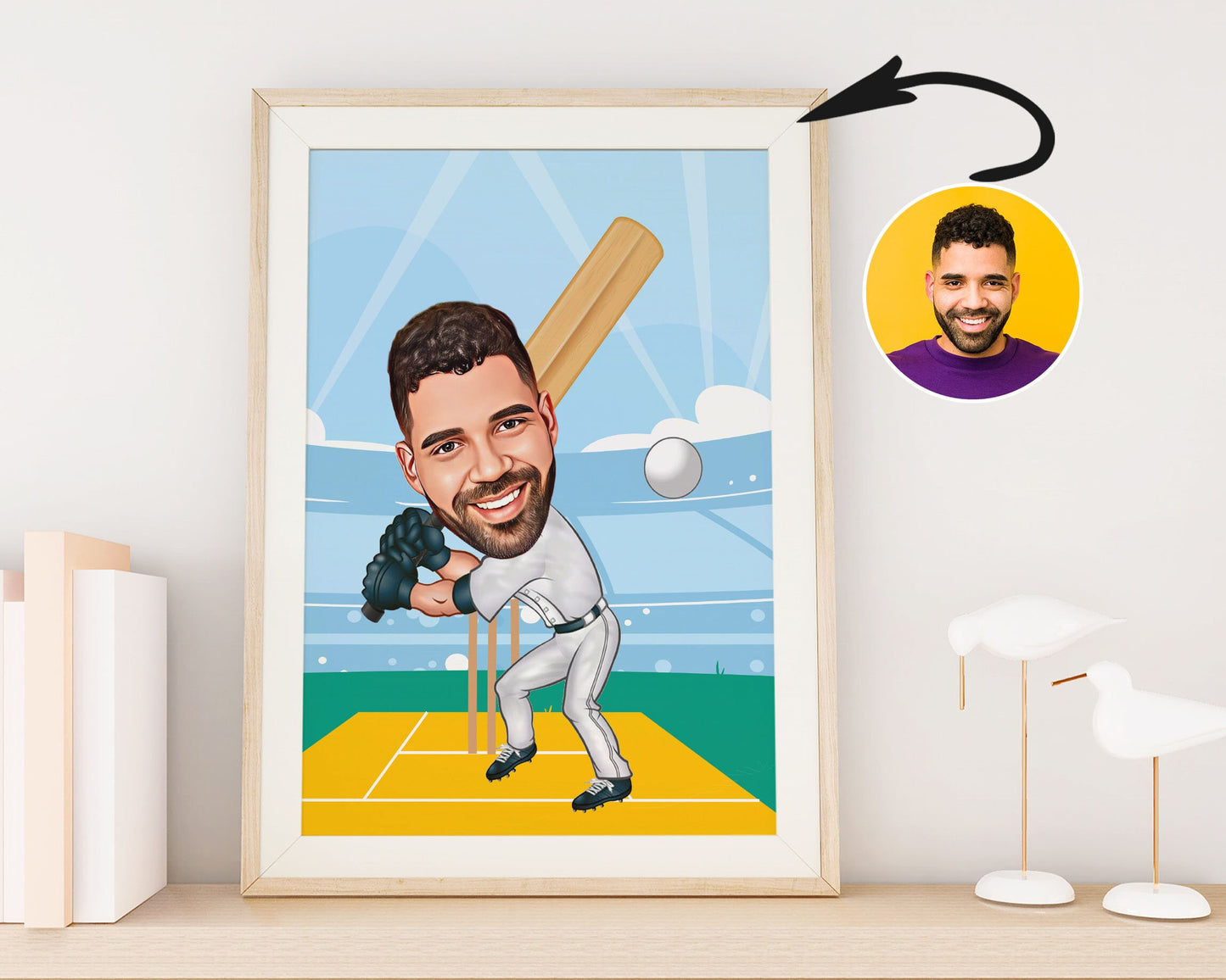 Personalised Cricket Caricature