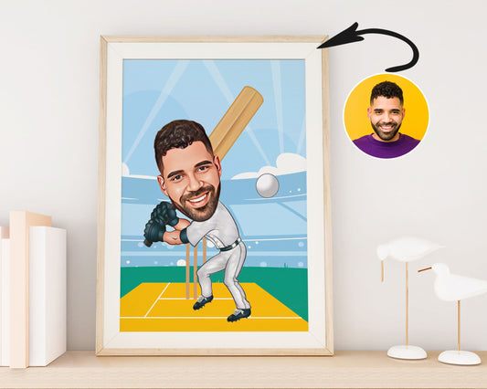 Personalised Cricket Caricature