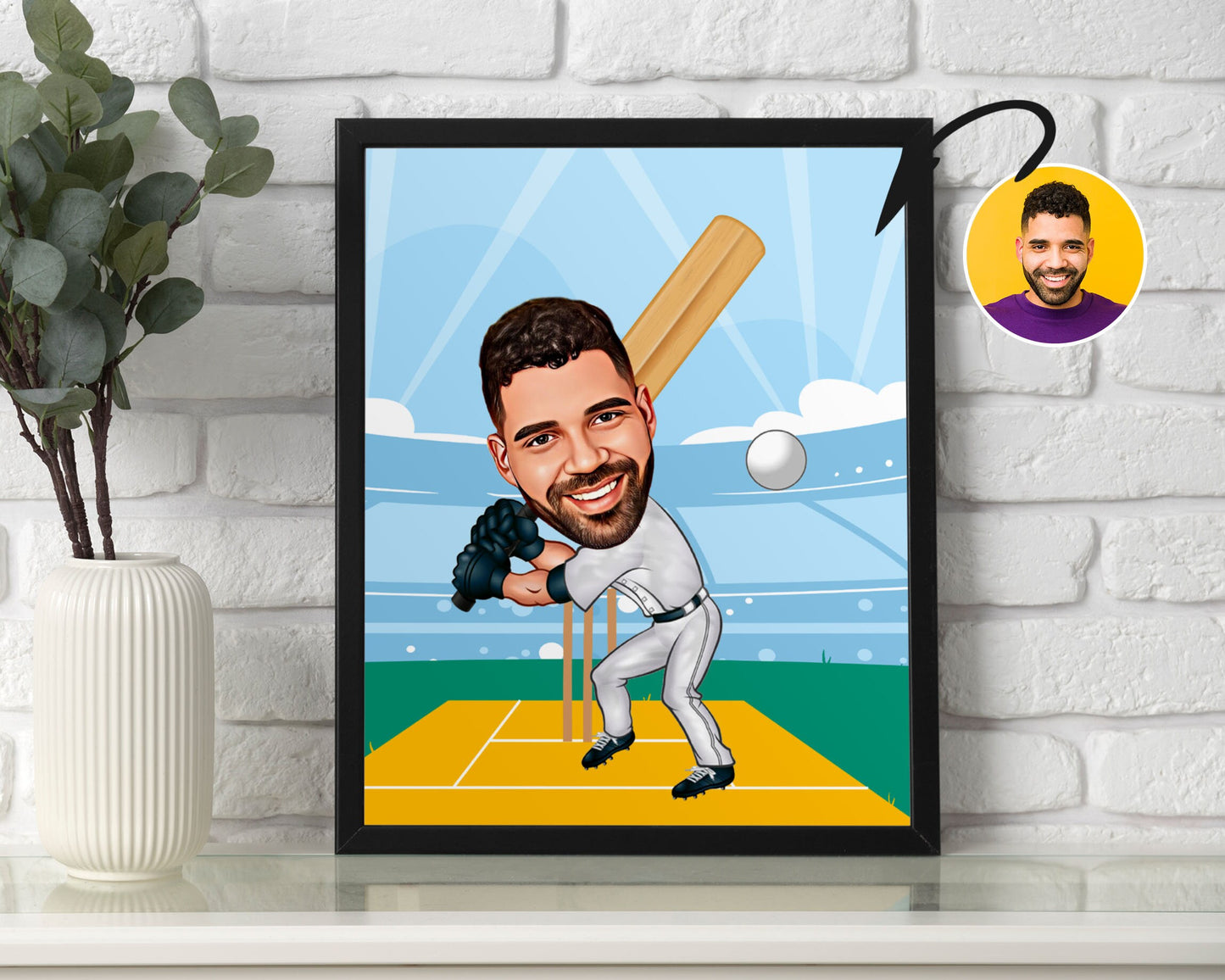 Personalised Cricket Caricature