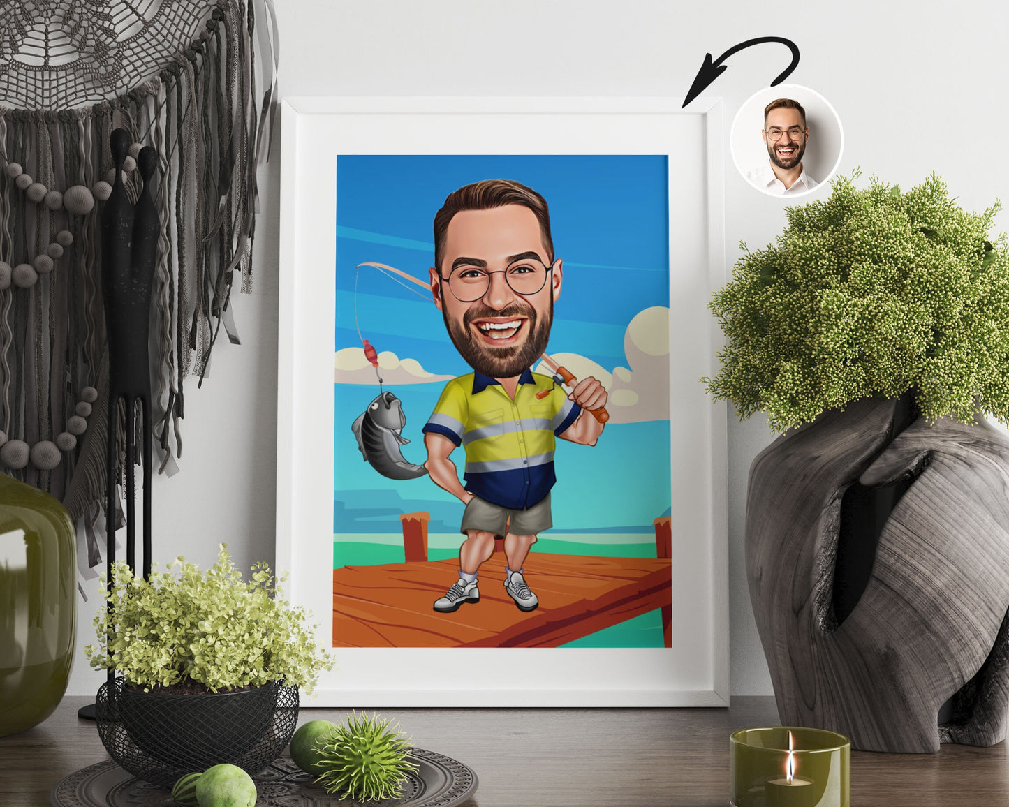 Personalised Fishing Caricature