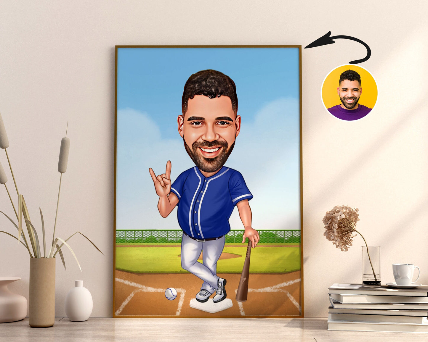 Personalised Baseball Caricature