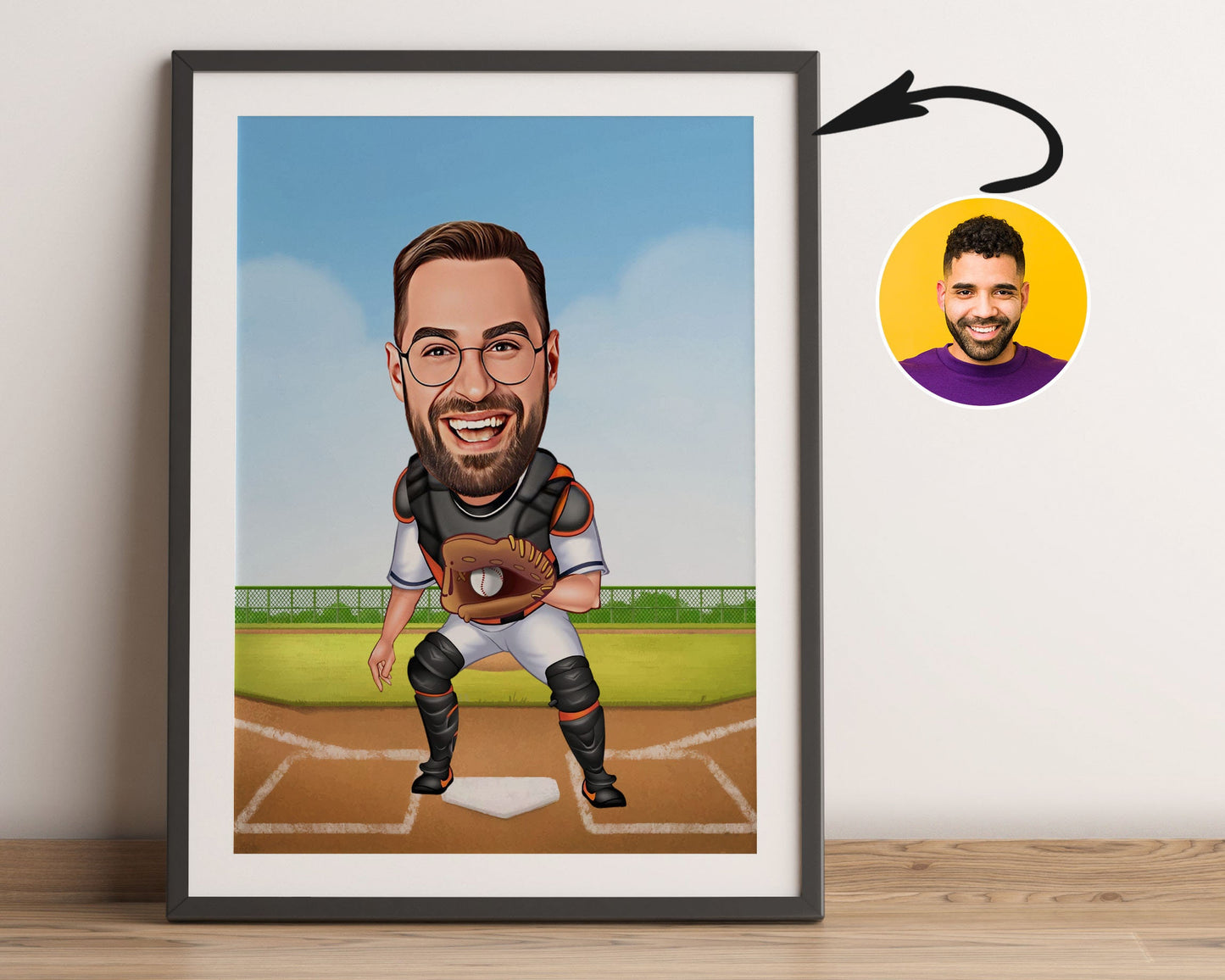 Personalised Baseball Caricature
