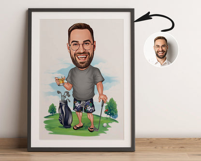 Personalised Golfing Caricature