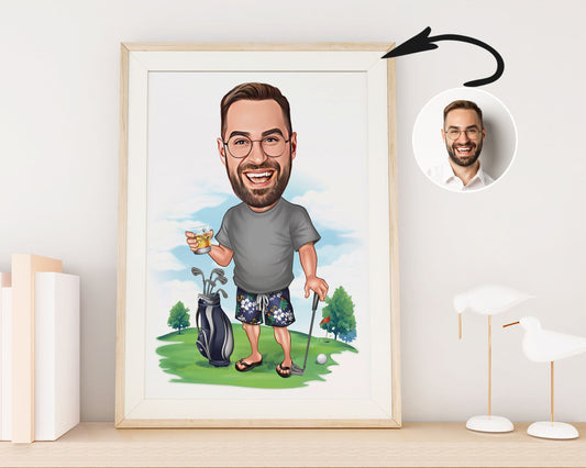 Personalised Golfing Caricature