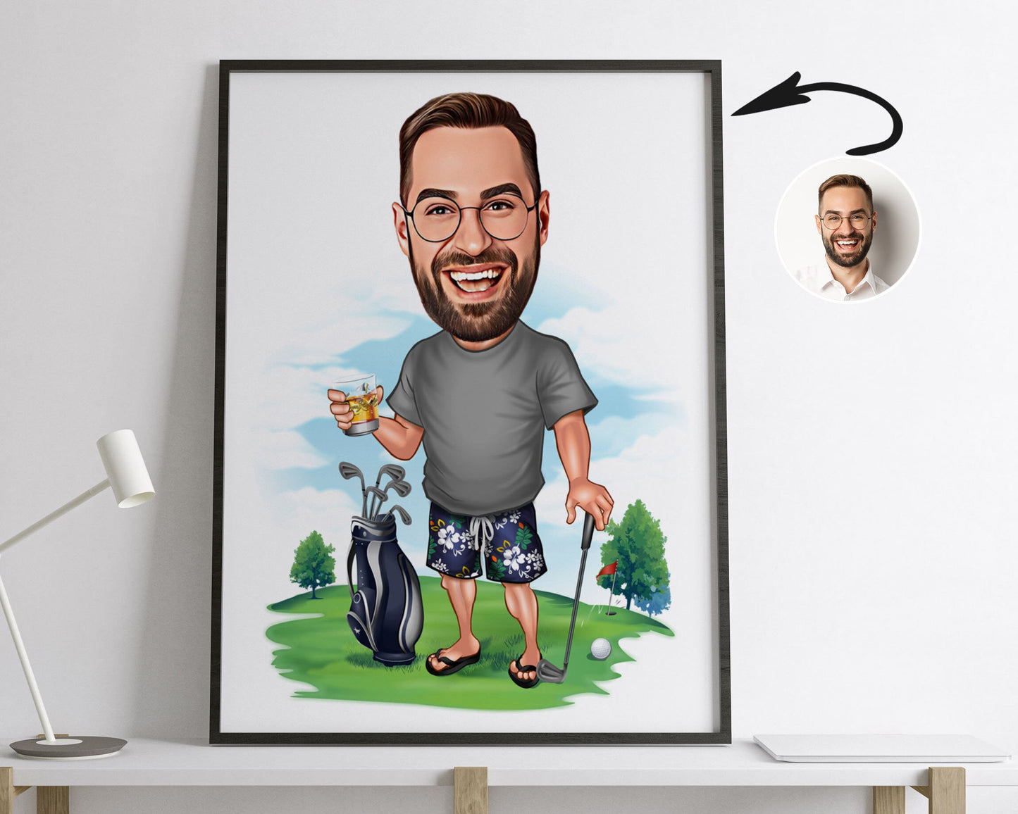 Personalised Golfing Caricature