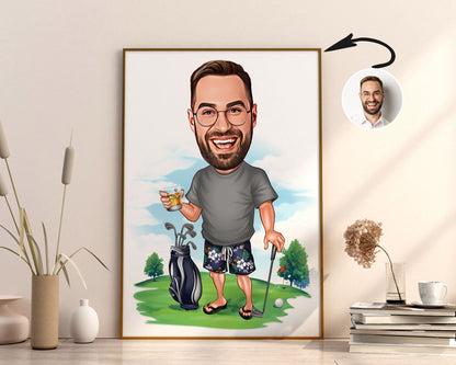 Personalised Golfing Caricature