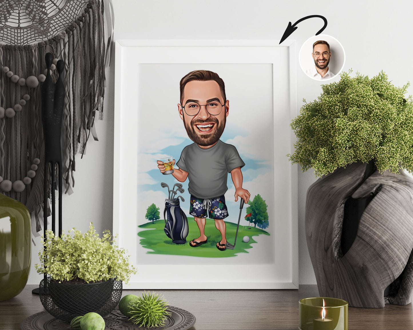 Personalised Golfing Caricature