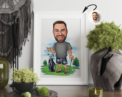 Personalised Golfing Caricature