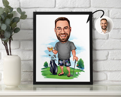 Personalised Golfing Caricature