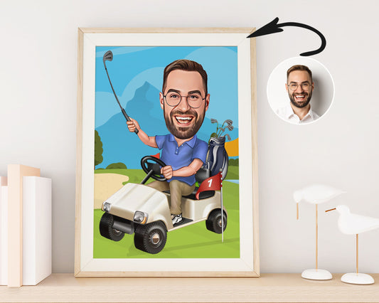 Personalised Golfing Caricature