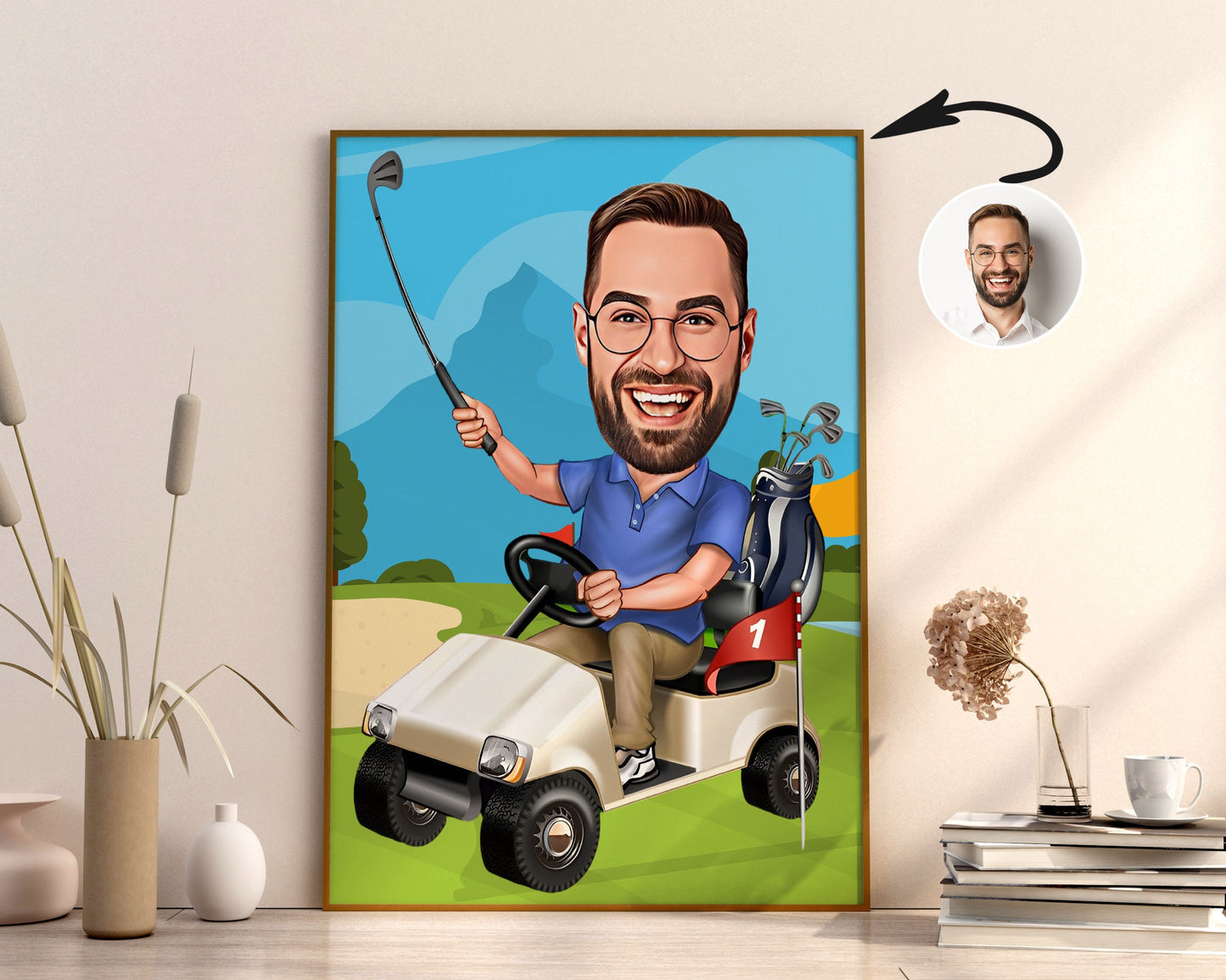 Personalised Golfing Caricature