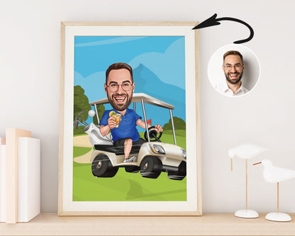 Personalised Golfing Caricature
