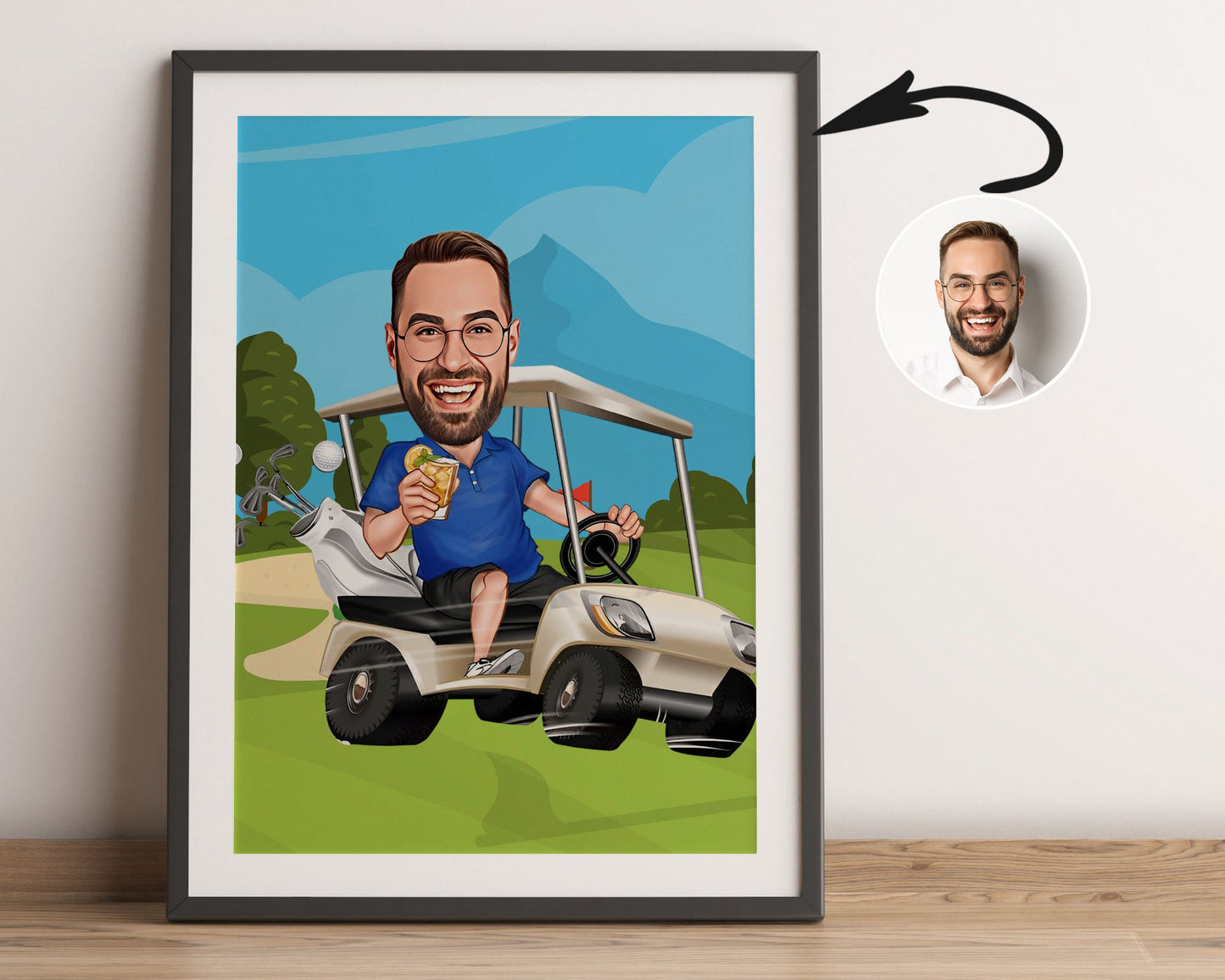 Personalised Golfing Caricature