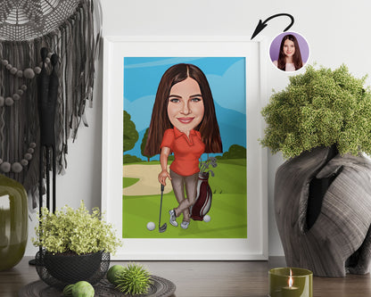 Personalised Golfing Caricature