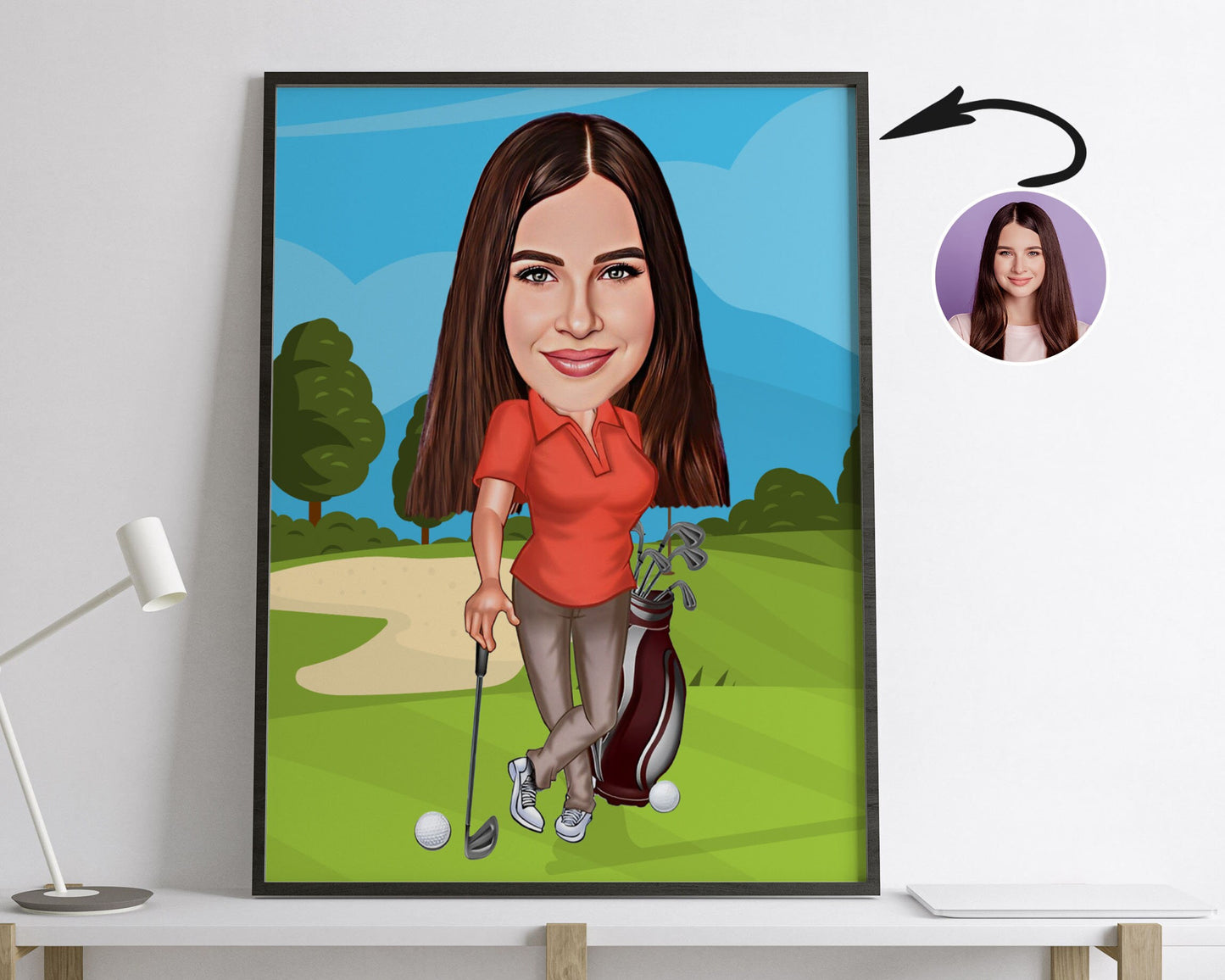 Personalised Golfing Caricature