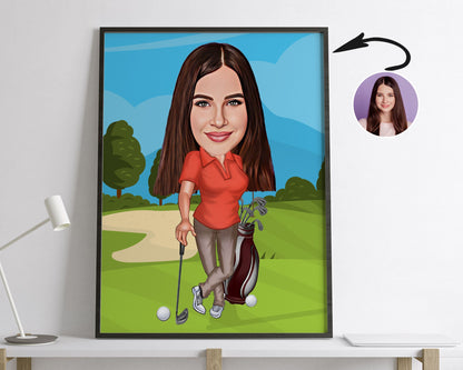 Personalised Golfing Caricature