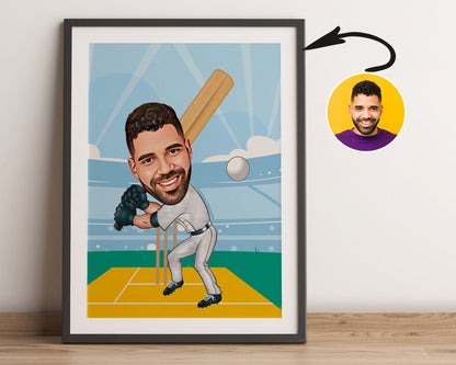 Personalised Cricket Caricature