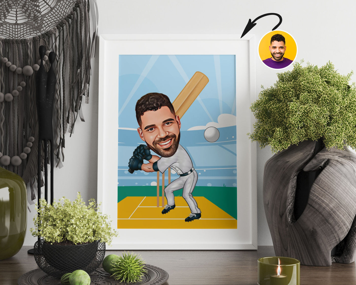 Personalised Cricket Caricature