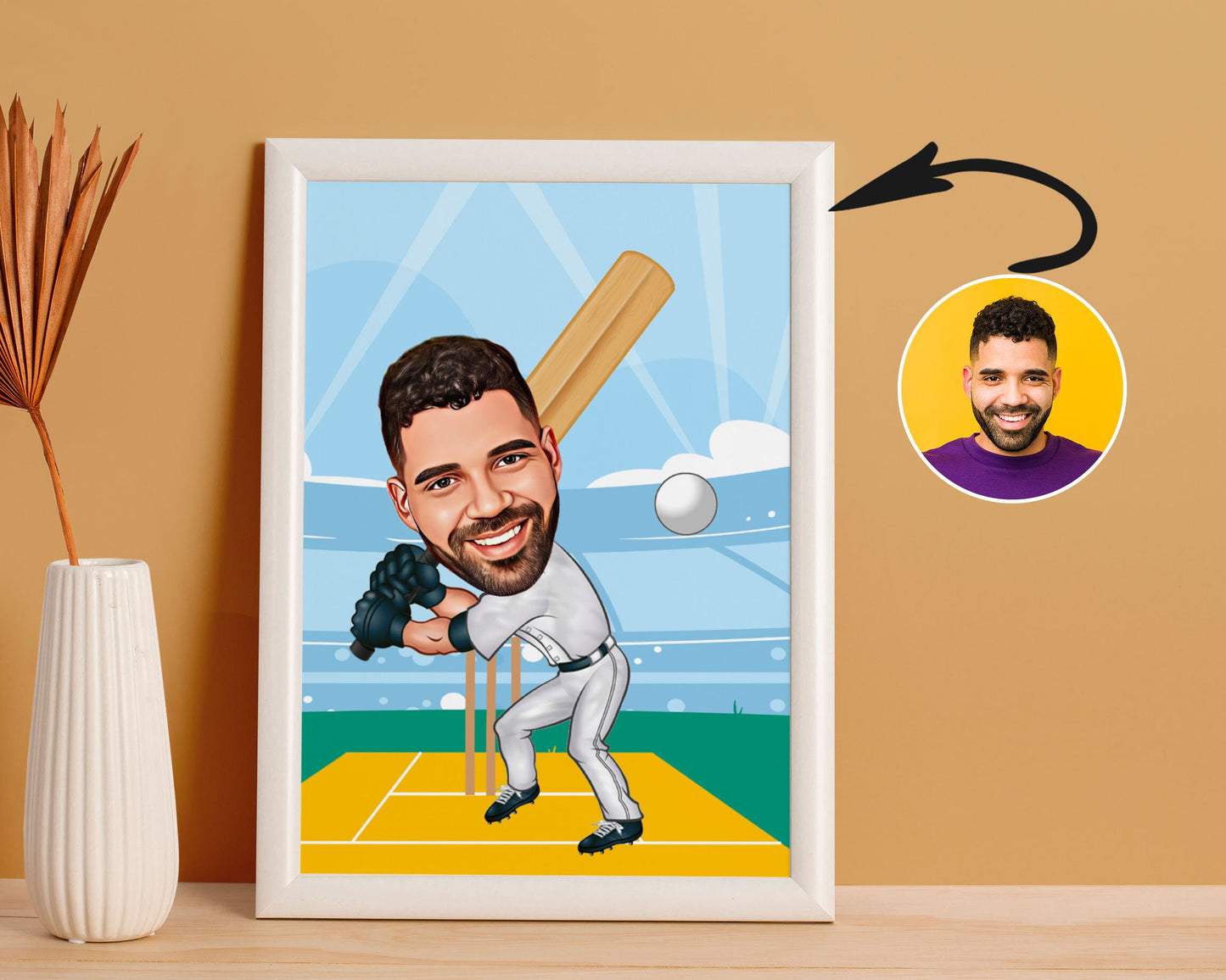 Personalised Cricket Caricature