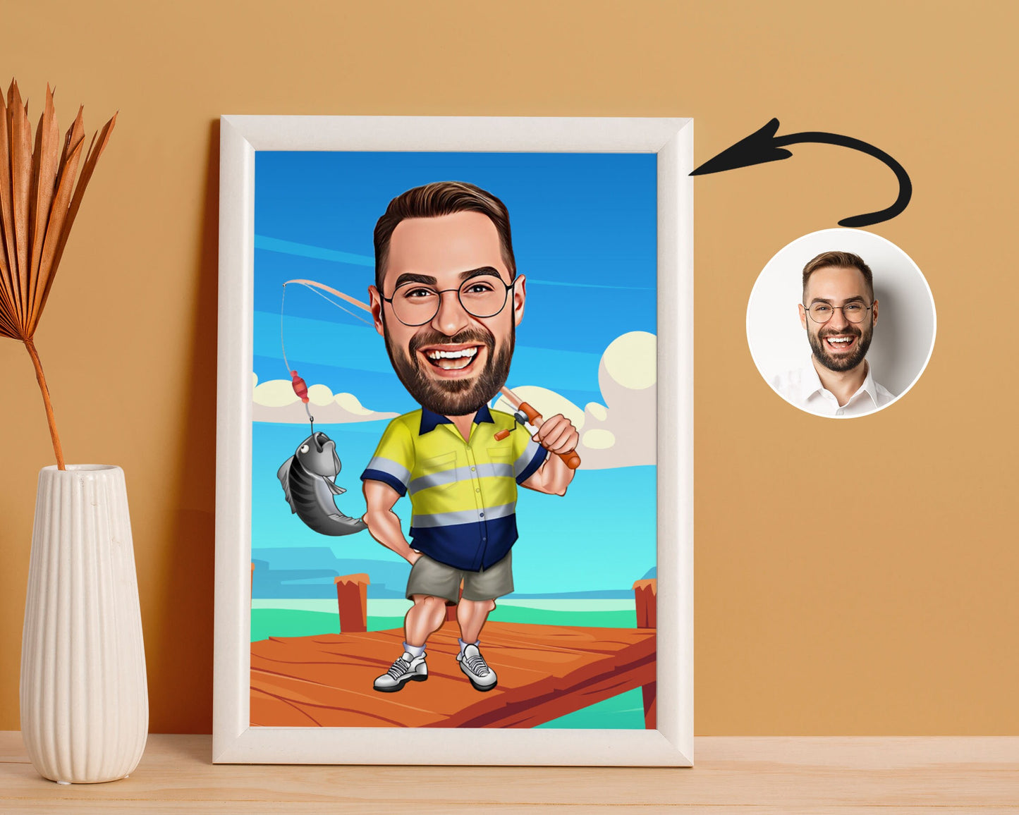 Personalised Fishing Caricature