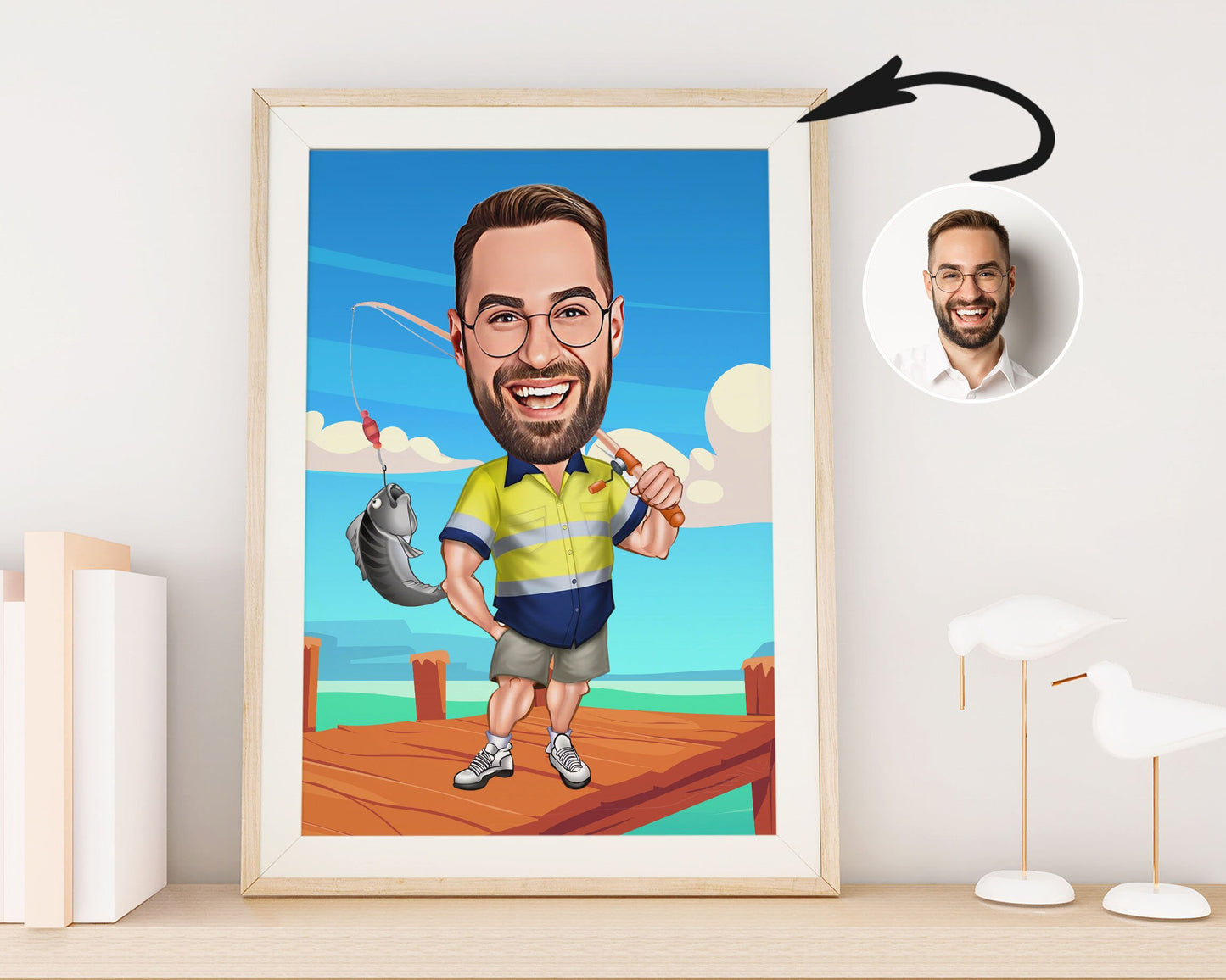 Personalised Fishing Caricature
