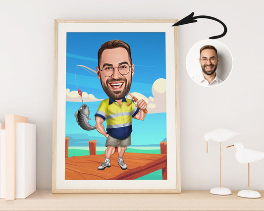 Personalised Fishing Caricature