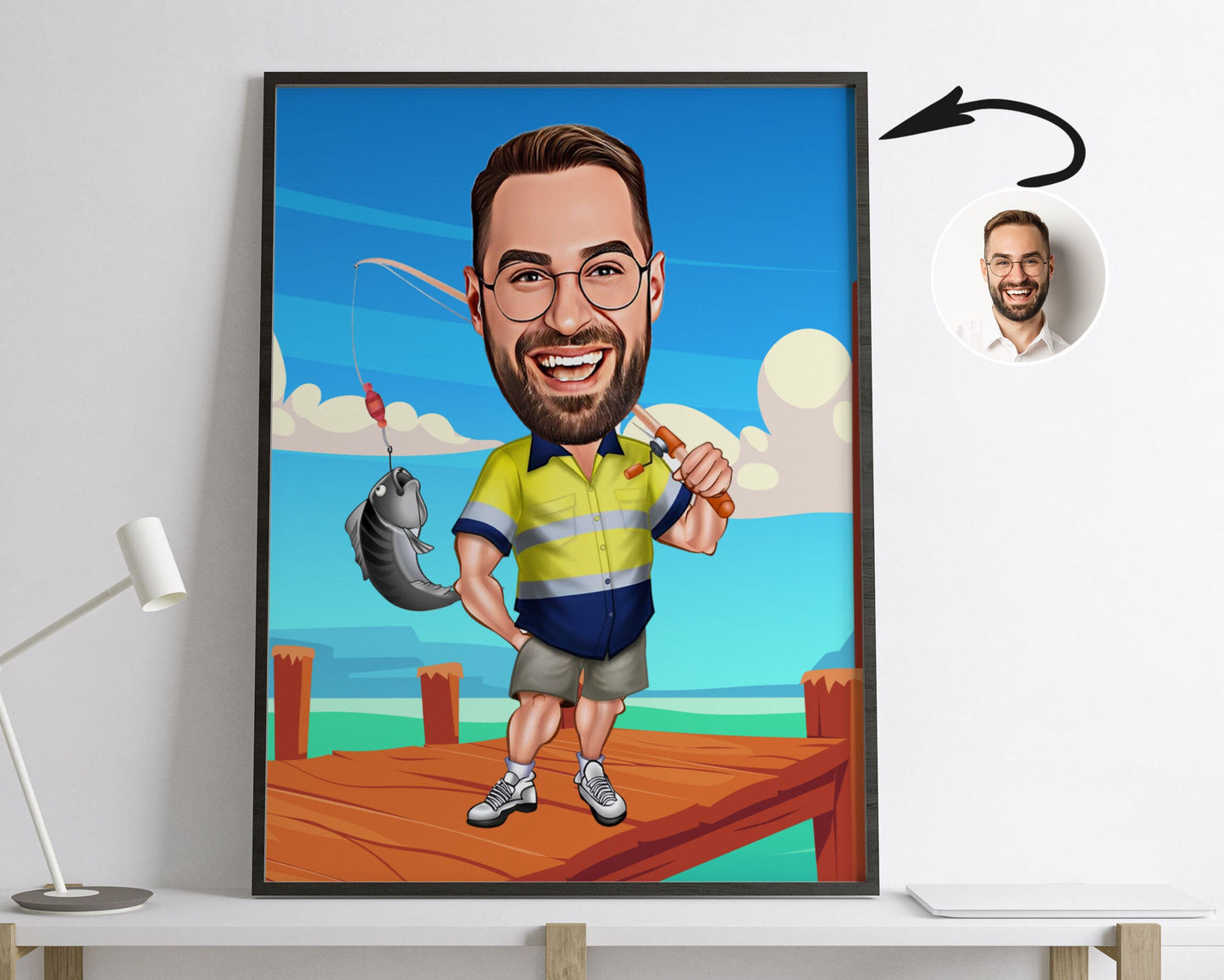 Personalised Fishing Caricature